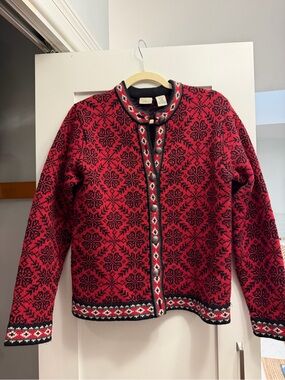 Vintage LLBean Nordic Button Cardigan Holiday Christmas Sweater Small Wool